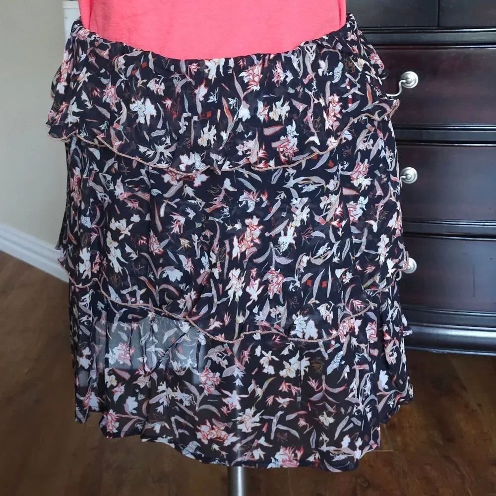 IRO Black Floral Mini Skirt